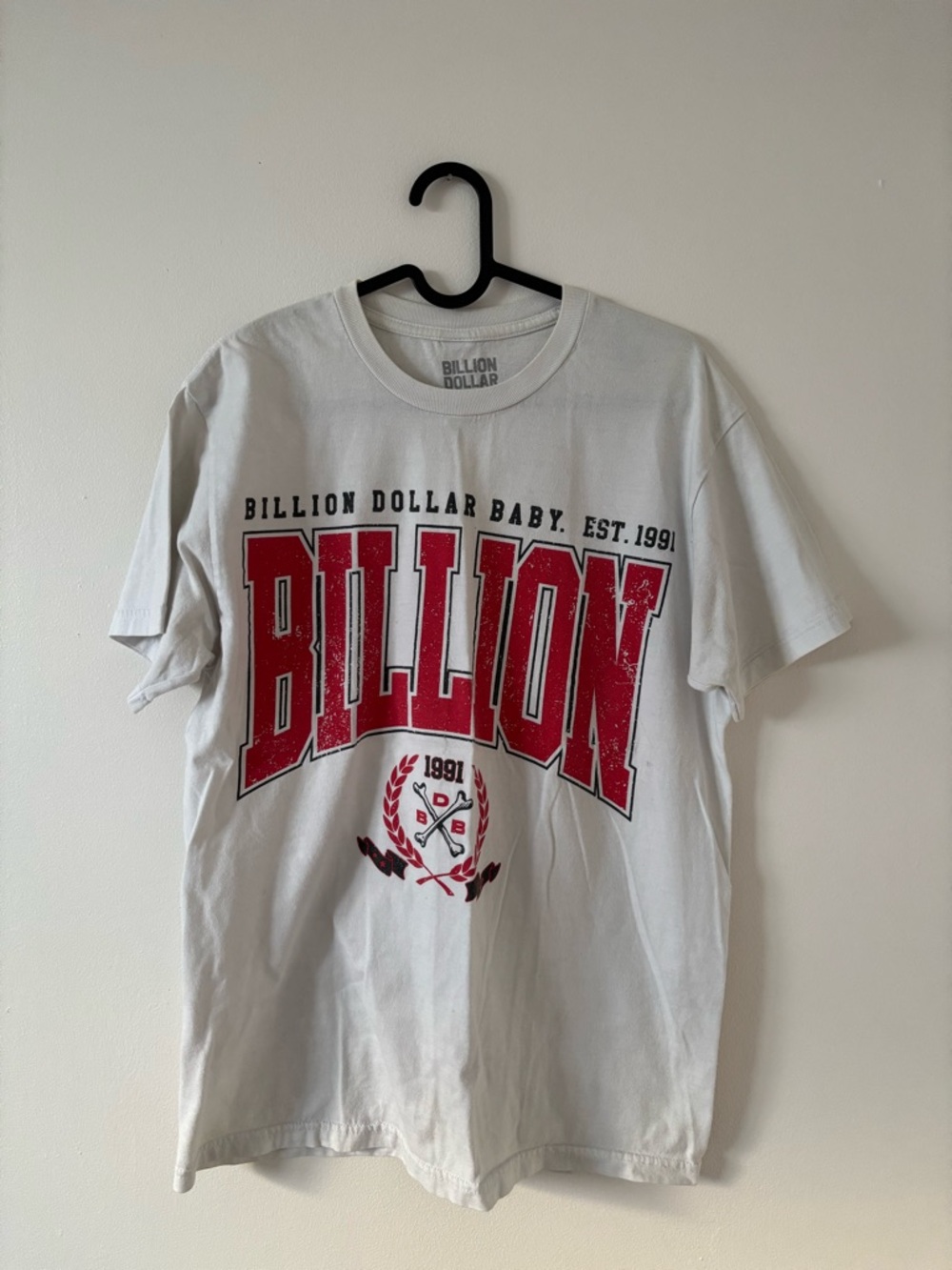 Billion Dollar Baby White Short Sleeve Graphic Tee - Red Logo